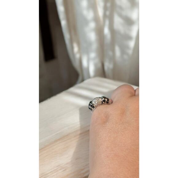 Stunning Vintage Black and Clear CZ Silver 925 Size 9 - Picture 3 of 8